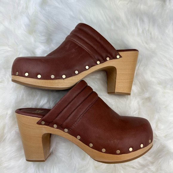 PAIGE Robbie Studded Clog in Whisky Brown Leather - Picture 5 of 9